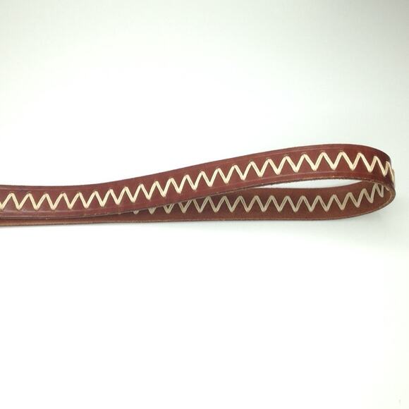 Vintage Leather Belt Western Cowboy Brown Stitching Equestrian Rodeo Size 38 - Picture 5 of 8